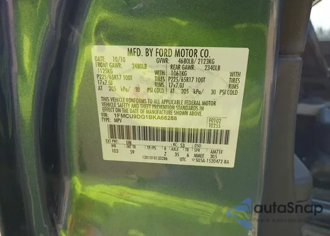 2011 Ford Escape Xlt z USA, uszkodzony, nr VIN 1FMCU9DG1BKA68288